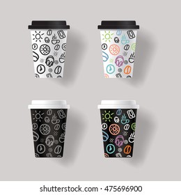 vector  coffee cup design template mock up  with  paper patterns texture  background design .