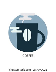 Vector coffee and cup flat icon 