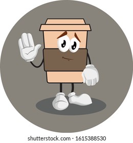 vector coffee cup goodbye pose