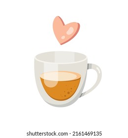 Vector coffee cup with heart. Cute drink illustration.