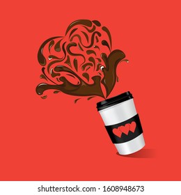 
vector coffee cup and heart sign