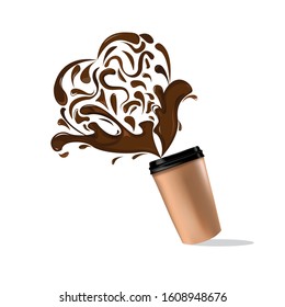 
vector coffee cup and heart sign