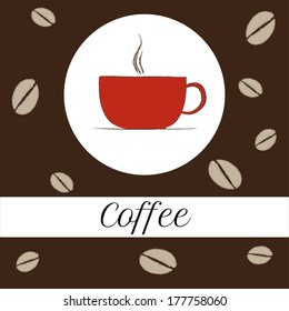 vector coffee cup with hot drink with beans