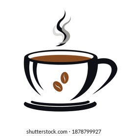 Vector coffee cup, hot drink mug illustration for coffee shop