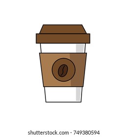 Vector coffee cup icon with bean.