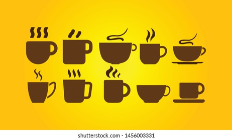 Vector Coffee cup icon design illustration isolated on yellow background