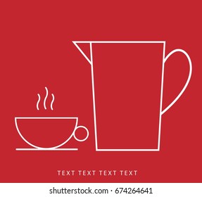 Vector coffee cup icon And coffee jug.