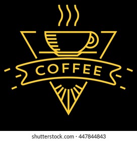 Vector Coffee Cup Icon with Linear Style