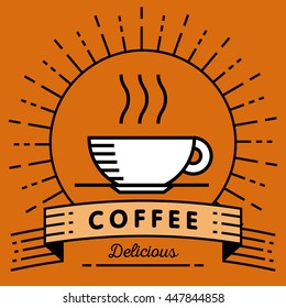 Vector Coffee Cup Icon with Linear Style