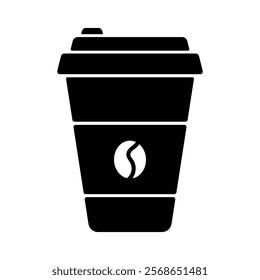 Vector coffee cup icon. Minimalist takeaway coffee silhouette. Isolated on white background.