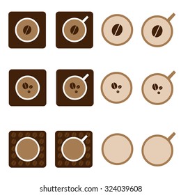 Vector coffee cup icon set isolated on white background