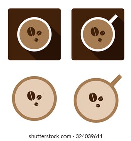 Vector coffee cup icon set isolated on white background