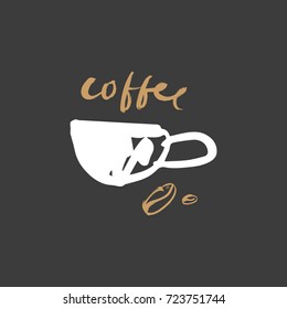 Vector coffee cup illustration. Poster, postcard, print, sticker, label and other.