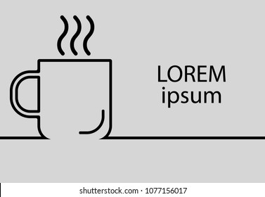 Vector coffee cup in line style with place for text