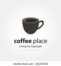 Vector coffee cup logotype concept. Key ideas is business, coffe, break, pause, food and restaurant.