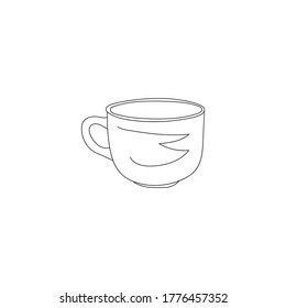 Vector coffee cup made of black lines on a white background. Illustration for menu design, advertising