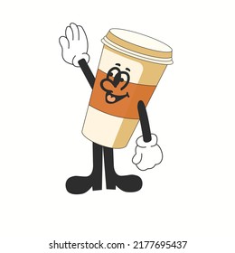 vector de taza de café mascota con expresión divertida