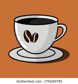 Vector coffee cup on brow background
