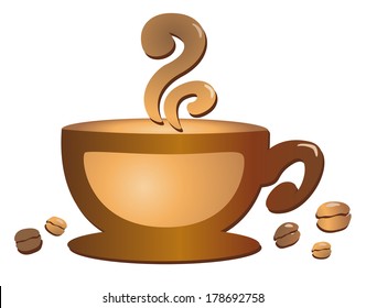 Vector coffee cup on white background. Illustration