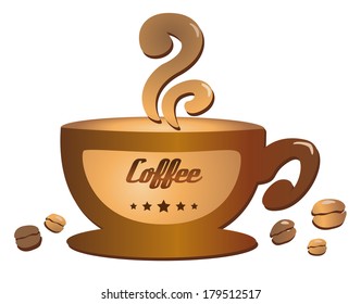 Vector coffee cup on white background. Illustration