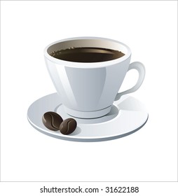 Xícara de café vetorial sobre fundo branco