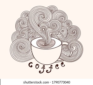 Vector coffee cup with ornamental lines pattern