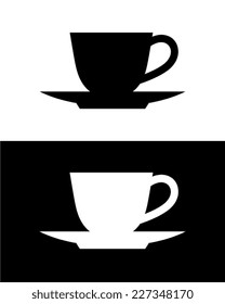 Vector Coffee Cup and Saucer Set in Black and Reverse