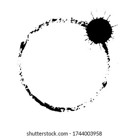 Vector coffee cup stain. Grunge circle brush stroke, design elements. Black Round Frames