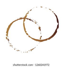 Vector coffee cup stains, Isolated On White Background, tea ring stamps Illustration