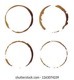 Vector coffee cup stains, Isolated On White Background, tea ring stamps Illustration