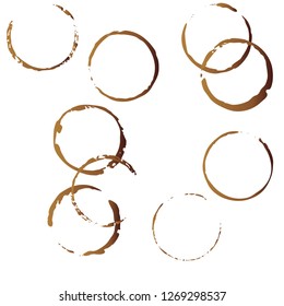 Vector coffee cup stains, Isolated On White Background, tea ring stamps Illustration