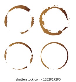 Vector coffee cup stains, Isolated On White Background, tea ring stamps Illustration