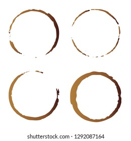 Vector coffee cup stains, Isolated On White Background, tea ring stamps Illustration
