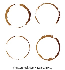 Vector coffee cup stains, Isolated On White Background, tea ring stamps Illustration