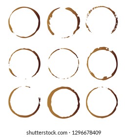 Vector coffee cup stains, Isolated On White Background, tea ring stamps Illustration