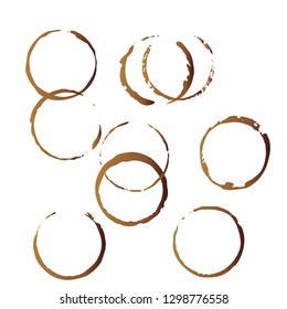 Vector Coffee Cup Stains, Isolated On White Background, Tea Ring Stamps Illustration