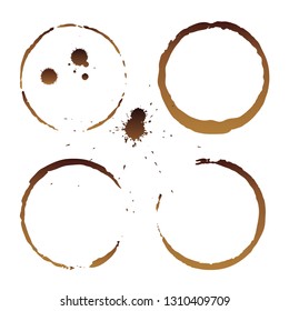 Vector coffee cup stains, Isolated On White Background, tea ring stamps Illustration