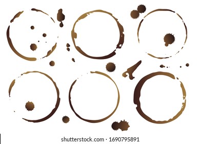 Vektorillustration-Kaffeebecher-Flecken einzeln auf weißem Hintergrund, Teerunde Briefmarken Illustration