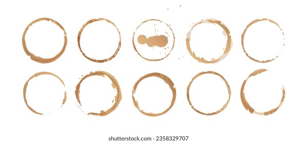 Vector coffee cup stains, Isolated On White Background, tea ring stamps Illustration
