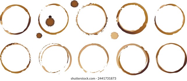 Vektor Kaffeetasse Flecken, isoliert auf weißem Hintergrund, Teering Stempel Illustration
