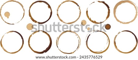 Vector coffee cup stains, Isolated On White Background, tea ring stamps Illustration