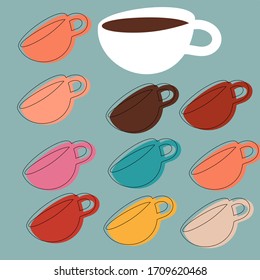 Vector coffee cup or teacup engraving seamless pattern on white background. 