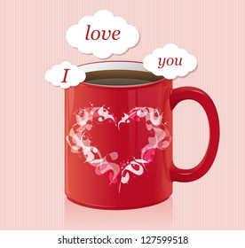 Vector coffee cup with text area Valentines day card