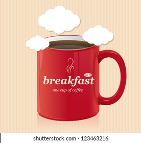 Vector coffee cup with text breakfast