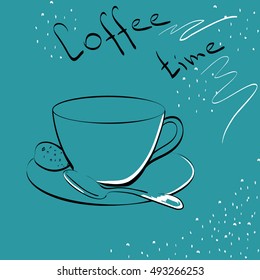 Vector coffee cup. Coffee time