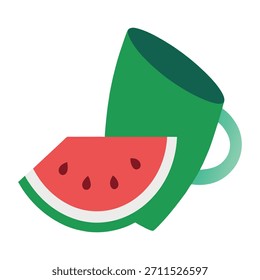 Una taza de Vector con rodajas de sandía