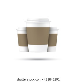 vector coffee cups isolated on white background. take away cup mock up. coffee to go.