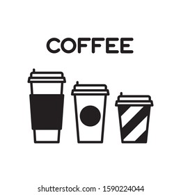 Vector coffee cups set icons. Flat illustration of coffee cups isolated on white background. Icon vector illustration sign symbol.