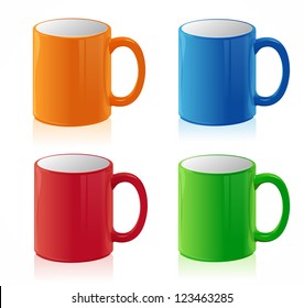 Vector coffee cups set on white