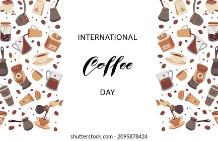 Vector coffee design concept. Template for shop branding or cafe invitation, business card, menu page, banner, flyer, advertisement.
